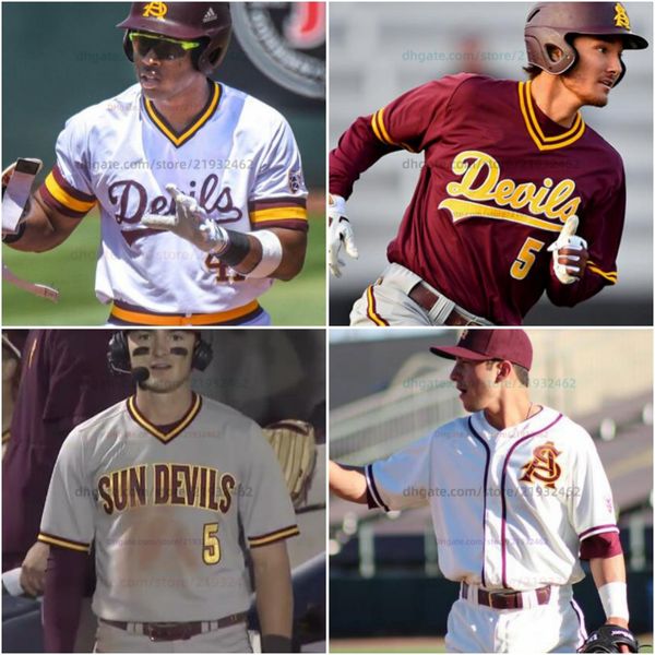 Personnaliser le maillot de baseball College Sun Devils porte la NCAA Custom NCAA Ethan Mendoza Nick McLain Jax Ryan Trey Newman Eamonn Lance Steven Ondina Kevin Karstetter