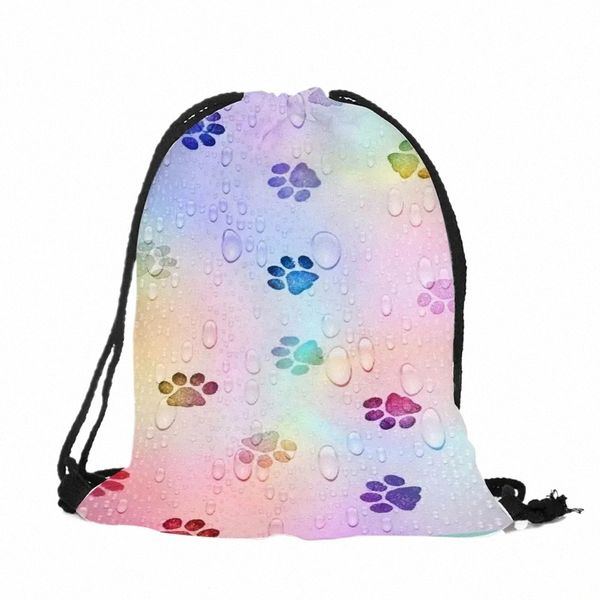 Personnalisez les sacs à cordon d'impression de chiot de chatte mignon avec des coups doubles pour femme scolaire voyage Utiliser une chaîne sac à dos 06e5 #