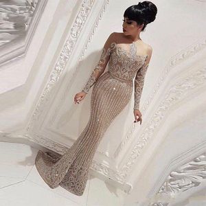 Vrouwen Avondjurken Formele Elegante Lange Mouw Zeemeermin Arabisch Dubai Prom Dress Party Jurken abendkleider