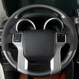 Housse de volant en cuir et Fiber de carbone, personnalisée, pour Toyota Tundra Tacoma 4Runner 2014 – 2019 Land Cruiser Prado 2010 – 2017