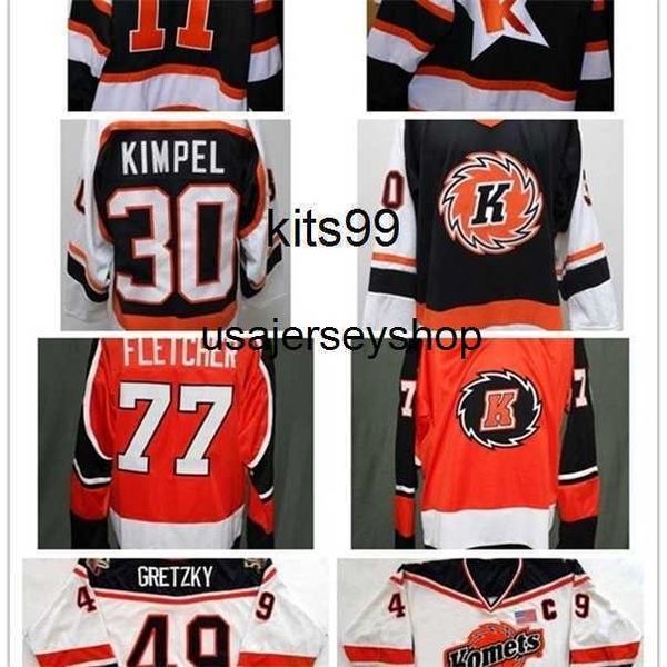 Personalizar ECHL Fort Wayne Komets Hombres Mujeres Niños 49 Brent Gretzky 30 Kimpel 100% bordado Hockey Jerseys Goalit Cut