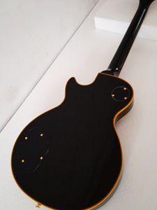 Personnaliser guitare électrique 6 cordes noir brillant 2 pièces or Humbucker Pickup corps en bois d'acajou, touche en palissandre