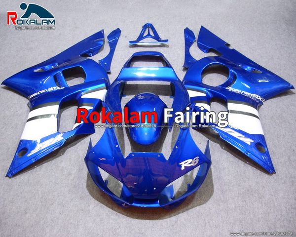 Carenados personalizados para Yamaha YZF R6 YZF-R6 1998 1999 2000 2001 2002 Carrocería YZF600 R6 98-02 Kit de carenado ABS azul blanco (moldeo por inyección)