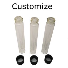 Glazen buis aanpassen 115 * 20 mm Preroll-verpakking Aangepaste sticker beschikbaar OEM Pre-roll-buizen Glazen container 510-cartridgeverpakking