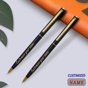 Personalizar el texto del color dorado bolígrafo bolígrafo Tallado de la papelería Metal Suministros Accesorios de la oficina de la escuela Profesor de escritura 2024 barato