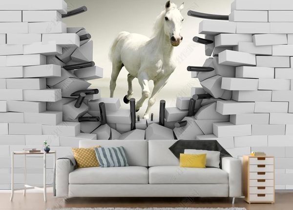 Personalizar el paisaje de caballos de fondo de interior pared 3D Murales Murales de la sala de estar