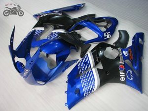 Personalice el kit de carenados de inyección para Kawasaki Ninja ZX6R 2003 2004 ZX636 03 04 ZX-6R 636 kits de carenado de motocicleta azul negro de carreras de carretera