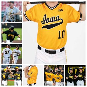 Personalizar Iowa Hawkeyes camiseta de béisbol universitaria Gable Mitchell Max Burt Reece Beuter Zach Voelker Raider Tello Drew Deremer Chas Wheatley Jack Whitlock