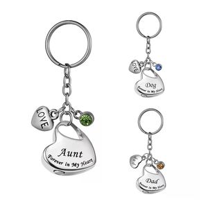 Personnalisez la cale de clés en acier inoxydable amour gravé cardiaque pendentif keychain crémation bijoux pour les cendres pour animaux de compagnie humaines - pour toujours dans mon cœur