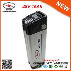 Personnalisez la batterie au lithium Li-Ion 48 volts de type poisson argenté Batterie de vélo électrique 48V 15Ah avec chargeur BMS dans la cellule Samsung