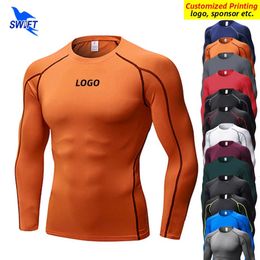 Personnalisez les manches longues Running T-shirt Men rapide Jogging Dry Jogging Tshirt Compression Gym Fitness Rashguard Sportswear Top Tees240417