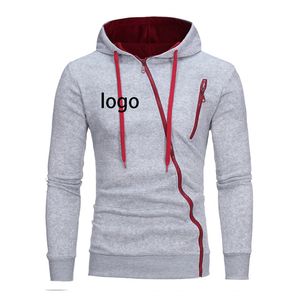 Personnaliser Hommes Hoodies Sweat DIY Diagonal Zipper Manteau Printemps Automne Tendance Top Conception Personnalisée Votre Comme P o Streetwear 220722