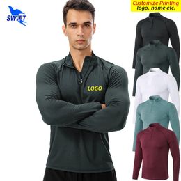 Men Men Sport Gym Shirts Helft Zipper lange mouw Sportswear tops Fitness Running Training Jogging Training Sweatshirt240417
