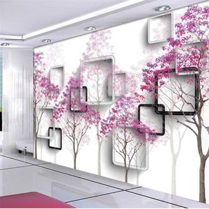 Personnaliser Moderne Minimaliste Arbre 3D TV Fond Mur Personnalisé Grande Murale Vert Soie Tissu Papier Peint Papel De Parede Para Quarto1