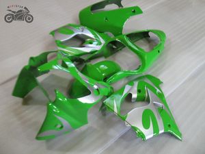 Personaliseer Moto Fairing-kits voor Kawasaki Ninja 2000 2001 ZX9R GROENE ZILVER ABS Plastic Aftermarket Backings Carrosserie ZX-9R 00 01 ZX 9R