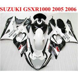 Personaliseer Motorfiets Onderdelen voor Suzuki GSXR1000 2005 2006 Fairing Kit K5 K6 05 06 GSXR 1000 White Black Corona ABS-fasten Set EF49