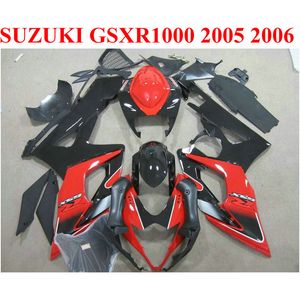 Personaliseer Motorfiets Onderdelen voor Suzuki GSXR1000 2005 2006 FUNING KIT K5 K6 05 06 GSXR 1000 Zwart Red ABS-FACKINGS SET EF58