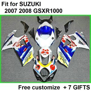 Personnaliser les pièces de moto pour SUZUKI GSXR1000 K2 2000 2001 2002 carénages bleu blanc GSX-R1000 00 01 02 kit de carénage BG56