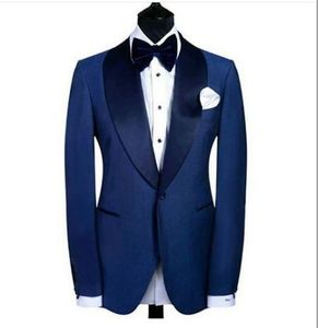 Personnaliser Un Bouton Bleu Marié Tuxedos Garçons D'honneur Blazer Excellent Hommes Activité D'affaires Costume Parti Costume De Bal (Veste + Pantalon + Noeud Papillon) NO: 225