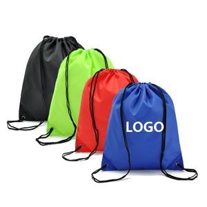 Pas polyester drawstring rugzakzakken afdruk Logo waterdichte drawstring winkelen opbergtas op voorraad groothandel aanpassing