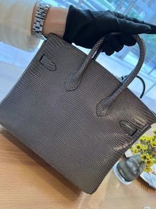 Personnalisez le sac en cuir en lézard réel fait à la main avec la qualité de miroir de la plus haute qualité sac pour femmes en cuir original en cuir français filetage 25cm