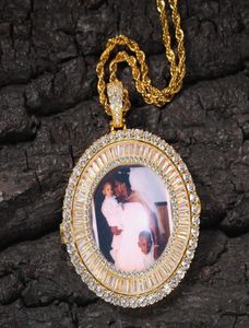 Personnalisez le collier de pendentif Po Round Po avec bling diamant pierre zircon hommes femmes amant cadeau couple pendentif 3447575