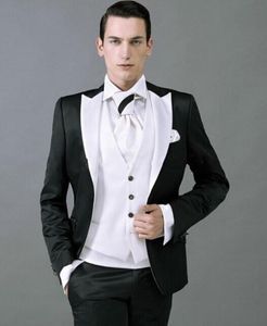 Personnaliser brillant noir homme blazer costume marié smokings pointe revers garçons d'honneur hommes mariage vacances vêtements costumes (veste + pantalon + cravate + gilet) NO: 068