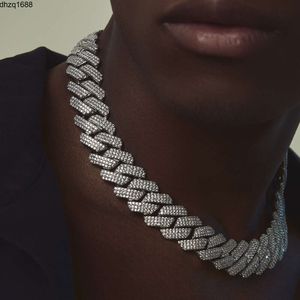 Pas zilveren 925 hiphop volledige Iced Out 8 mm diamanten Cubaanse ketting Moissanite ketting aan
