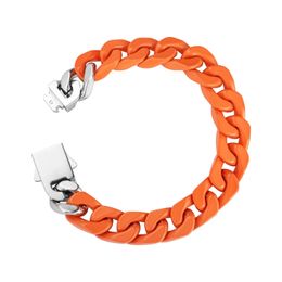 Personnaliser la taille colorée orange skyblue crème laquée bracelet à chaîne cubaine 12 mm de large en acier inoxydable bijoux hip hop 240507