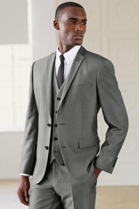 Personnaliser Slim Fit gris clair Tuxedos de marié Groomsman Blazer Excellent hommes d'affaires formel costume de soirée de bal (veste + pantalon + cravate + gilet) NO: 892