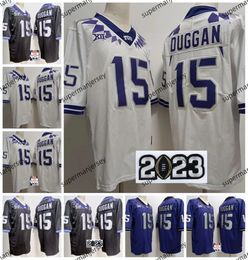 Personnaliser les maillots de football à cornaux à cornes TCU NCAA Collège Mens # 15 Max Duggan Jersey 2024