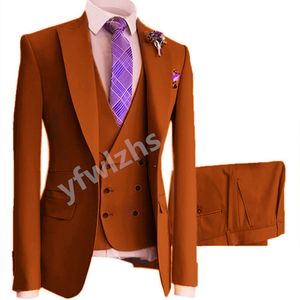 Personnaliser smoking Un Bouton Beau Peak Revers Groom Tuxedos Hommes Costumes Mariage / Bal / Dîner Homme Blazer Veste PTwo Buttonsants Cravate Gilet W12612