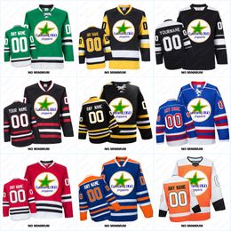 Personnalisez vos maillots de hockey (n'importe quel logo n'importe quel numéro n'importe quel nom) que vous souhaitez selon l'image bleu rouge blanc noir