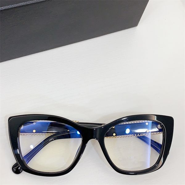 personnalisé 1.61 1.67 Lentilles de prescription de luxe anti lumière bleue lecture lunettes de soleil à monture noire CH3460 femme designer monture optique acétate lunettes de chat lunettes lunettes