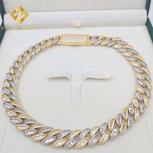 Aangepast 15 mm 925 Sterling Silver Ice Out Diamond Cubaanse ketting Miami Moissanite Cuban Link Chain