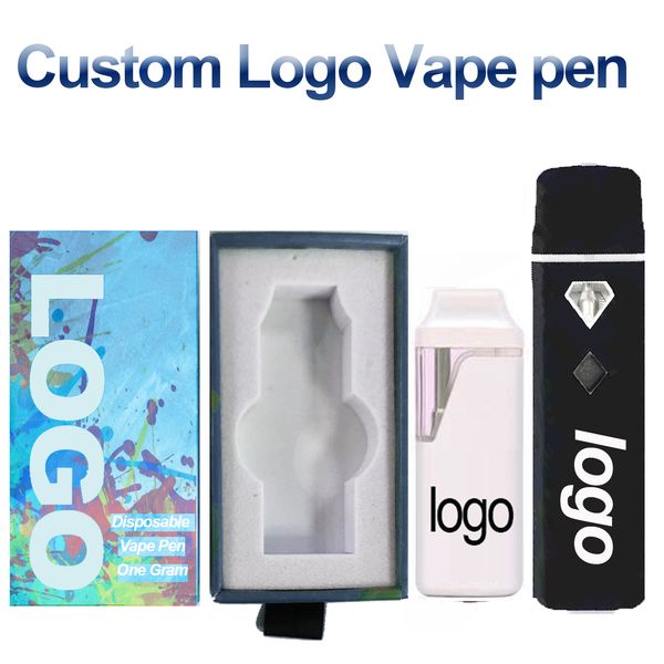 Personnalisé 1 ml 2 ml jetable Vape Pen Pod Emballage E-cigarettes Chariots à huile épais Vide Rechargeable 280 mAh Batterie Vaporisateur Logo personnalisé Boîtes en feuille d'or Sacs Mylar