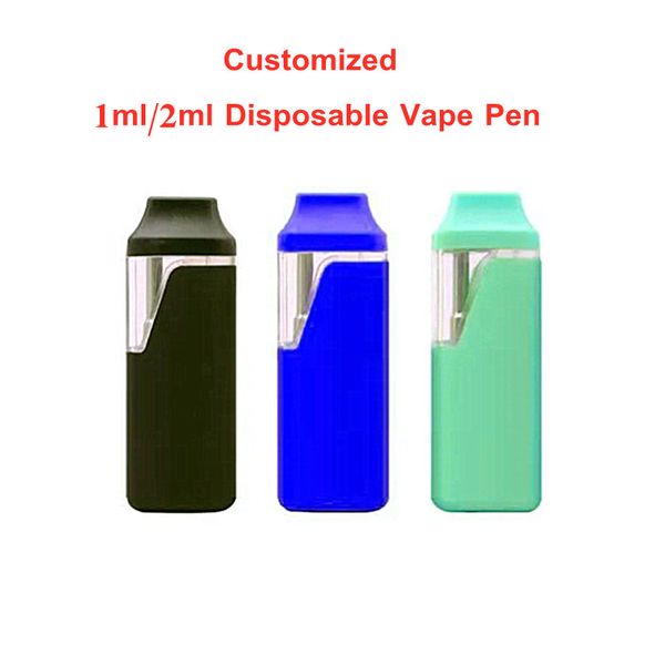 1 ml 2 ml 2 ml stylo jetable stylo de vape rechargeable kits de démarrage de vape électronique de dispositif de logo oem 280mAh Batterie pour vaporisateur d'huile épais bobines en céramique vide