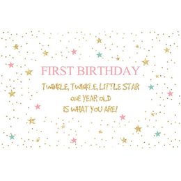 Aangepaste 1e verjaardagsfeestje Achtergrond Twinkle Twinkle Little Stars Polka Dots Pasgeboren Baby Shower Props Kids Photo Achtergronden