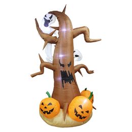 Personnalisé 2.4 / 3/4 / 5m suspendu Ghost Pumplable Pumpkin Dead Tree Model Halloween Outdoor Decoration avec lumière LED