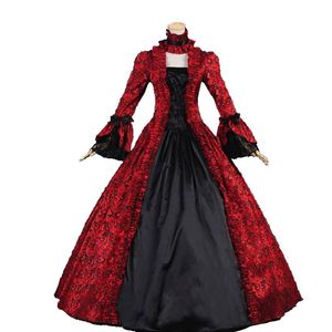 Vestidos largos de fiesta victorianos gótico Retro personalizados para mujer, disfraces con patrón Floral rojo, vestidos para baile de máscaras Steampunk, 2023