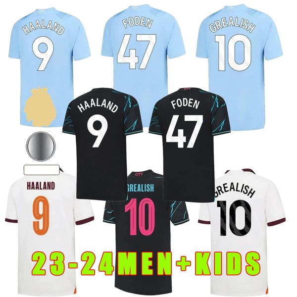 Personalizado 23 24 HAALAND SOCCER JERSEYS 2023 2024 MANS CITIES GREALISH STERLING MAHREZ DE BRUYNE FODEN RODRIGO camiseta de fútbol hombres niños kit uniforme Campeones