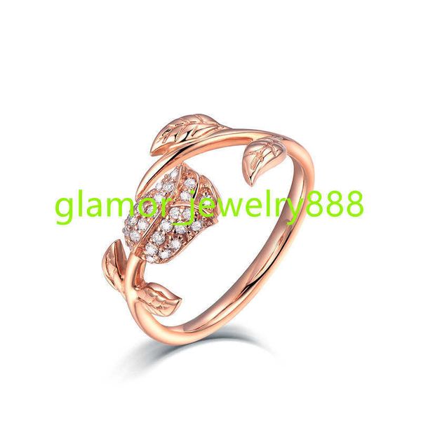 Bague personnalisée en or rose pur 24 carats 18 carats avec diamant en or rose véritable 18 carats