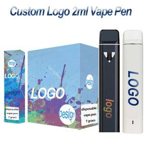 Aangepaste 2 ml wegwerp vape-pen E-sigaretten Pod platte karren Dikke olie leeg OEM oplaadbare 350 mAh batterij Keramische spoel Vaporizer Aangepast logo Kleur Pakketdoos