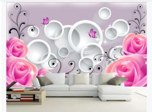 Personnalisé 3d mural papier peint photo papier peint Rose Rose Romantique Mode 3D Salon TV Canapé Fond Mural papier peint pour murs 3D