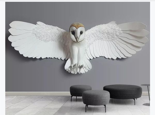 Personnalisé 3d mural papier peint photo papier peint Embossed Owl Animal Motif TV Canapé Fond Mural papier peint pour murs 3d