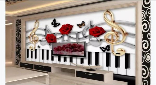 Papel tapiz 3D personalizado, material de seda, mural, tema musical de moda, mariposa rosa, TV, fondo de sofá, papel tapiz mural para paredes 1164269322