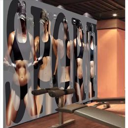 Personnalisé 3D stéréo sports gym po papier peint mural vent européen et américain fitness beauté gym fond d'écran pour wall2090