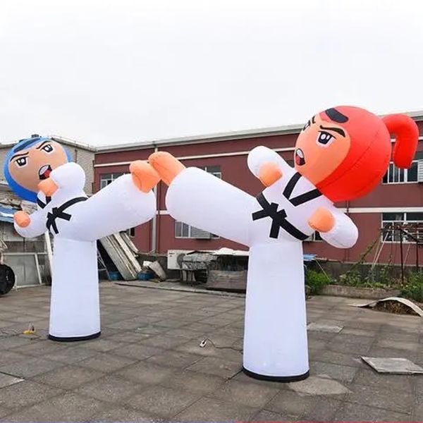 Personnalisé 3mH gonflable karaté dessin animé Taekwondo garçon karatés homme avec publicité logo ballon à air décoration jouets sport