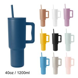 Aangepaste 40 ounce drum vacuüm geïsoleerde beker met handvat roestvrijstalen hete koffiekop met deksel herbruikbare waterfles 240125