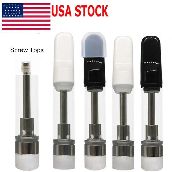 USA Stock 510 chariots de vape Thready Vape Céramique Coids 4pcs Oil Adke 2,0 mm Tops Verre Verre VIDE INDANT EMBORD